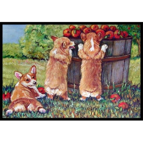 Carolines Treasures Carolines Treasures 7351MAT Apple Helper Corgis Indoor & Outdoor Mat; 18 x 27 in. 7351MAT